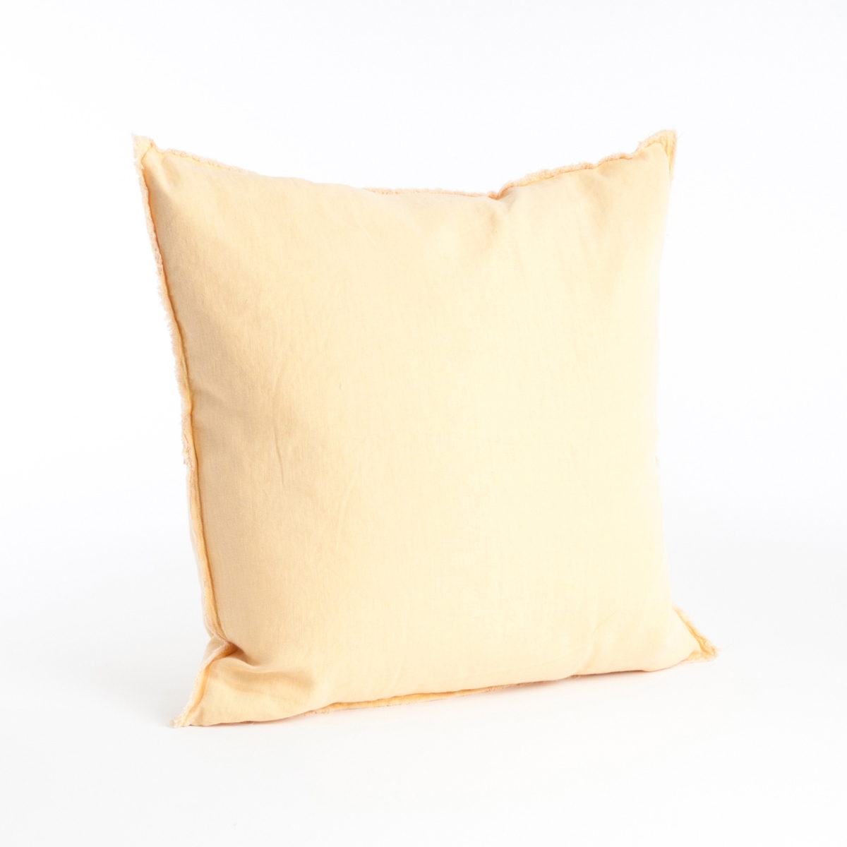 SARO  20 in. Square Fringed Design Linen Down Filled Pillow - Butterscotch