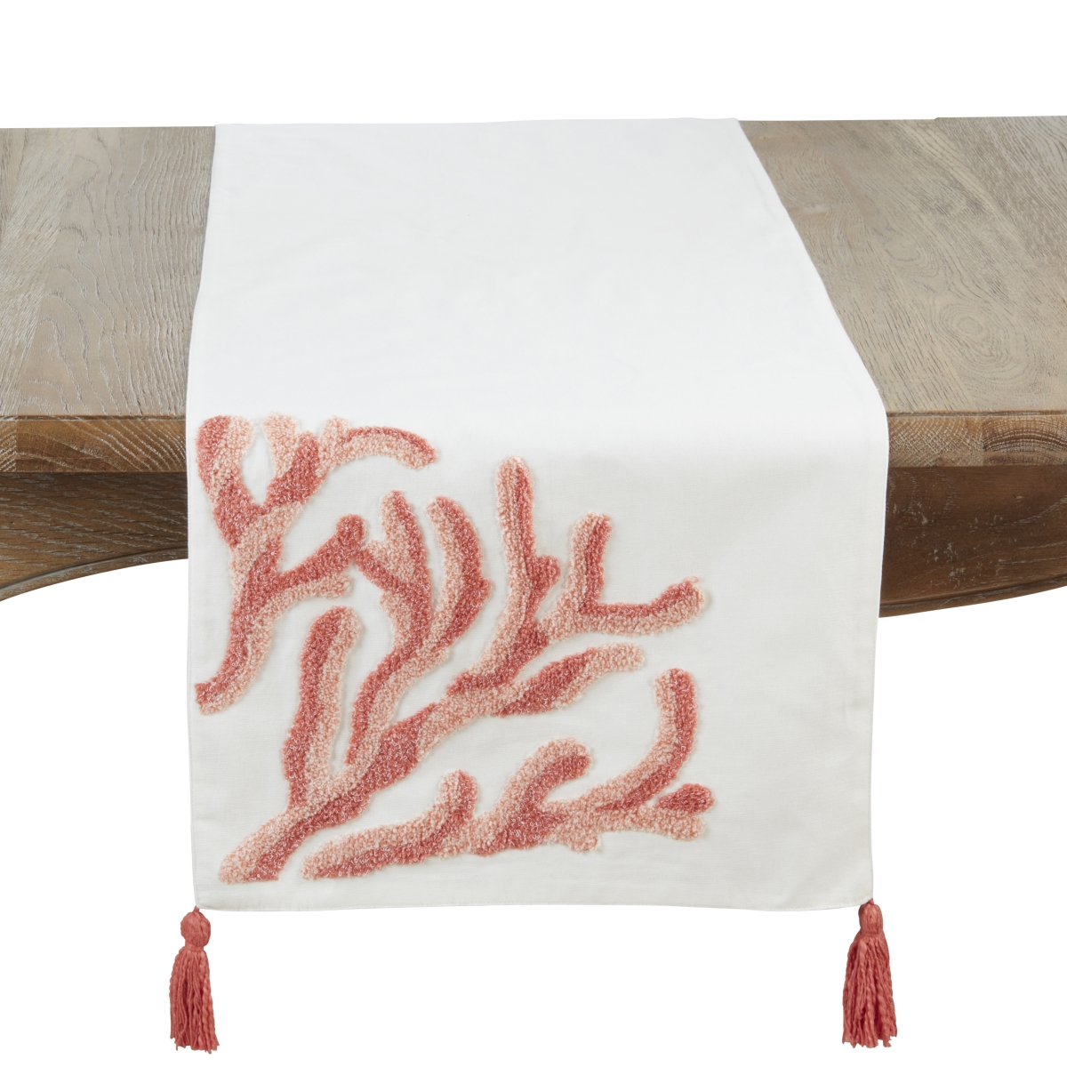 Picture of Saro Lifestyle 8308.CX1672B Seaside Embroidered Coral Table Runner - Coral