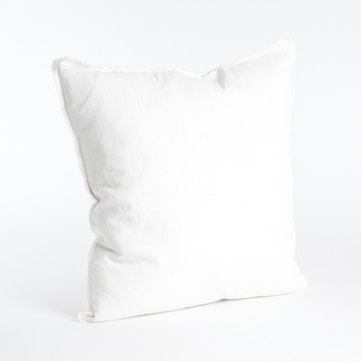 SARO  20 in. Square Fringed Design Linen Down Filled Pillow - Ivory