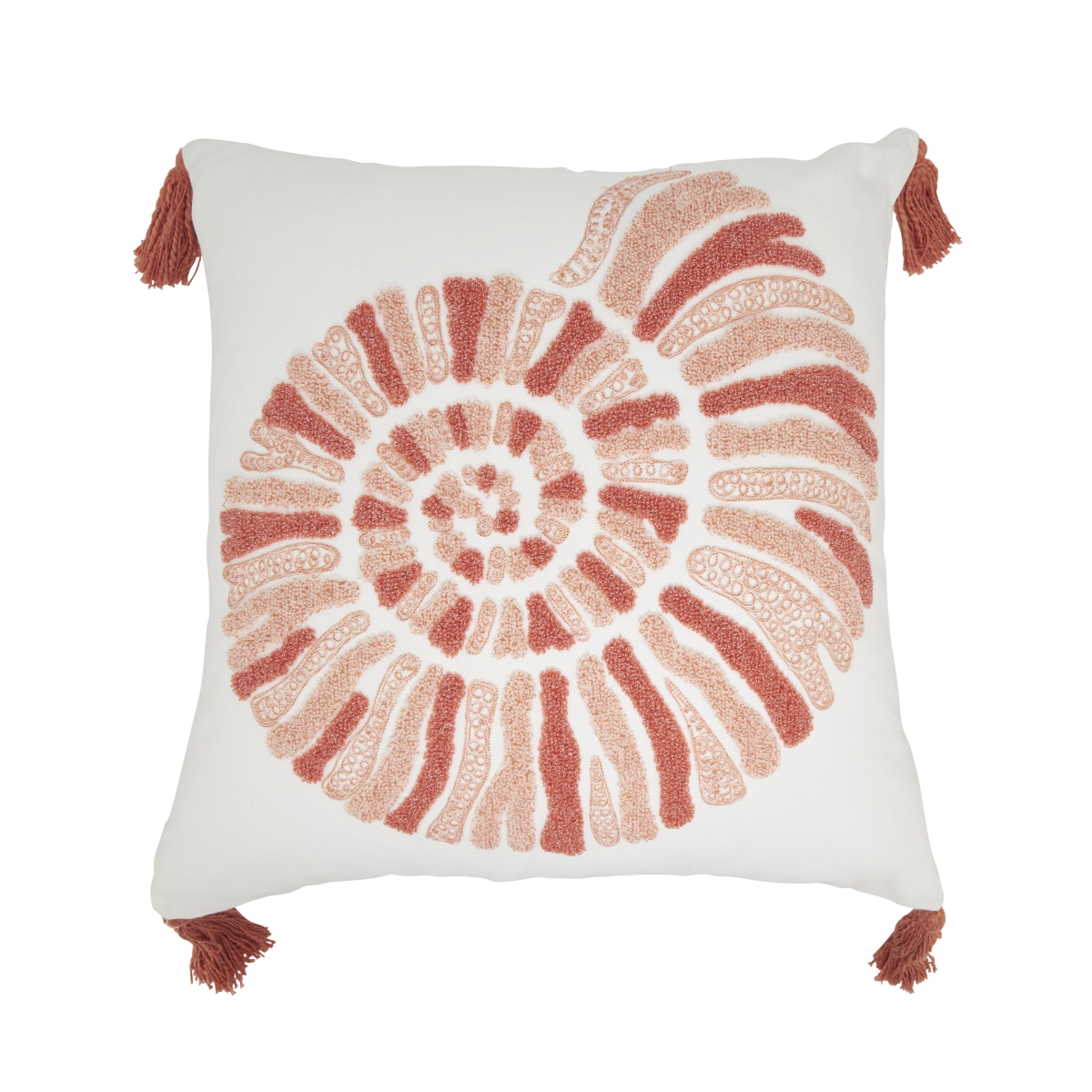 Picture of Saro Lifestyle 8305.CX20SD Charming Embroidered Seashell Down Filled Pillow - Coral