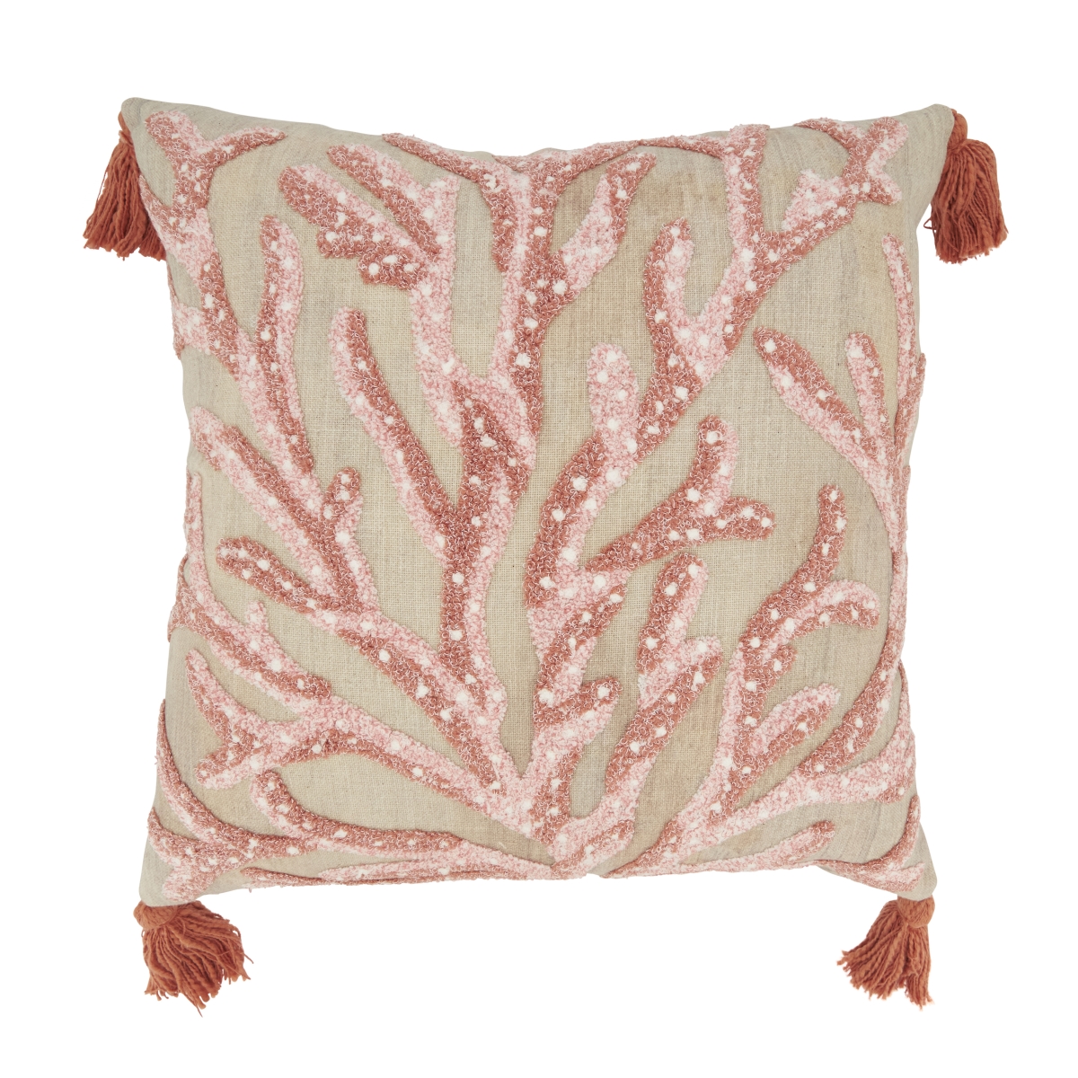 Picture of Saro Lifestyle 8308.CX20SD Elegant Embroidered Coral Down Filled Pillow - Coral