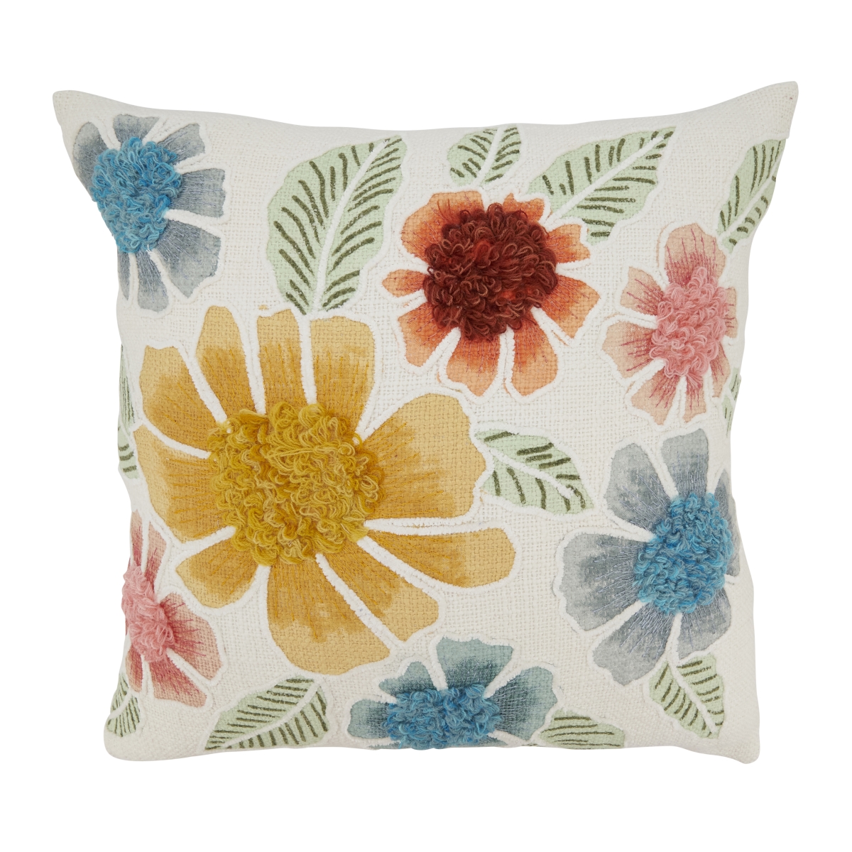 3529.M20SD Beautiful Embroidered Floral Down Filled Pillow - Multi Color