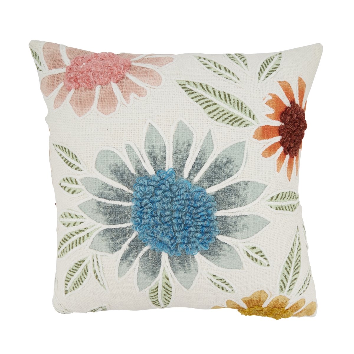3527.M20SP Elegant Embroidered Floral Poly Filled Pillow - Multi Color