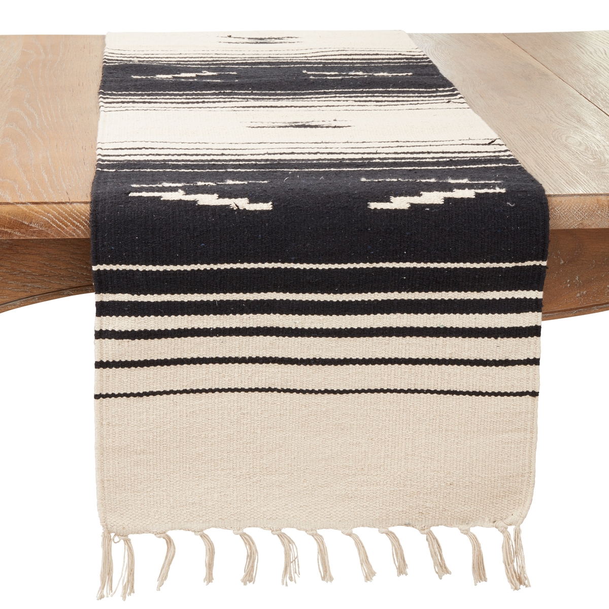 1034.BN16120B Desert Dunes Table Runner - Black & Natural - 16 x 120 in.