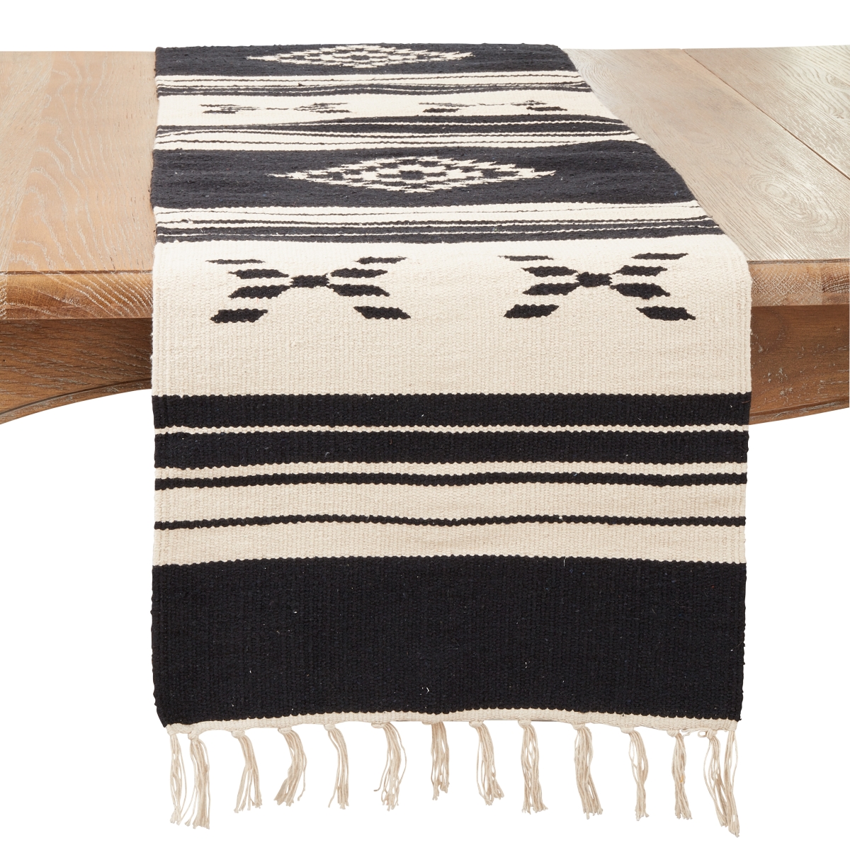 Picture of Saro Lifestyle 5001.BN16108B Desert Blossom Table Runner - Black & Natural - 16 x 108 in.