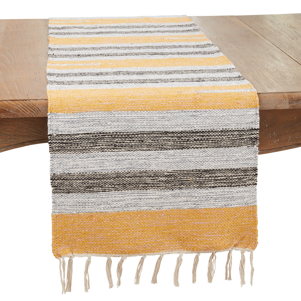 Picture of Saro Lifestyle 5670.M16108B Fringe Edge Striped Table Runner - Multi Color - 16 x 108 in.