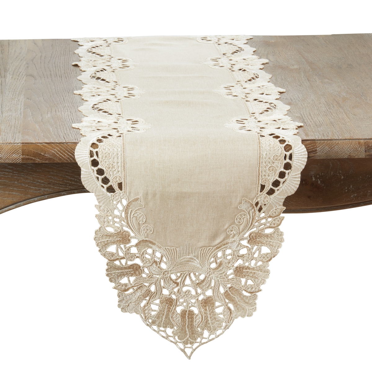 Picture of Saro Lifestyle 2186.E1672B 16 x 72 in. Sheer Beauty Embroidered Oblong Table Runner, Ecru