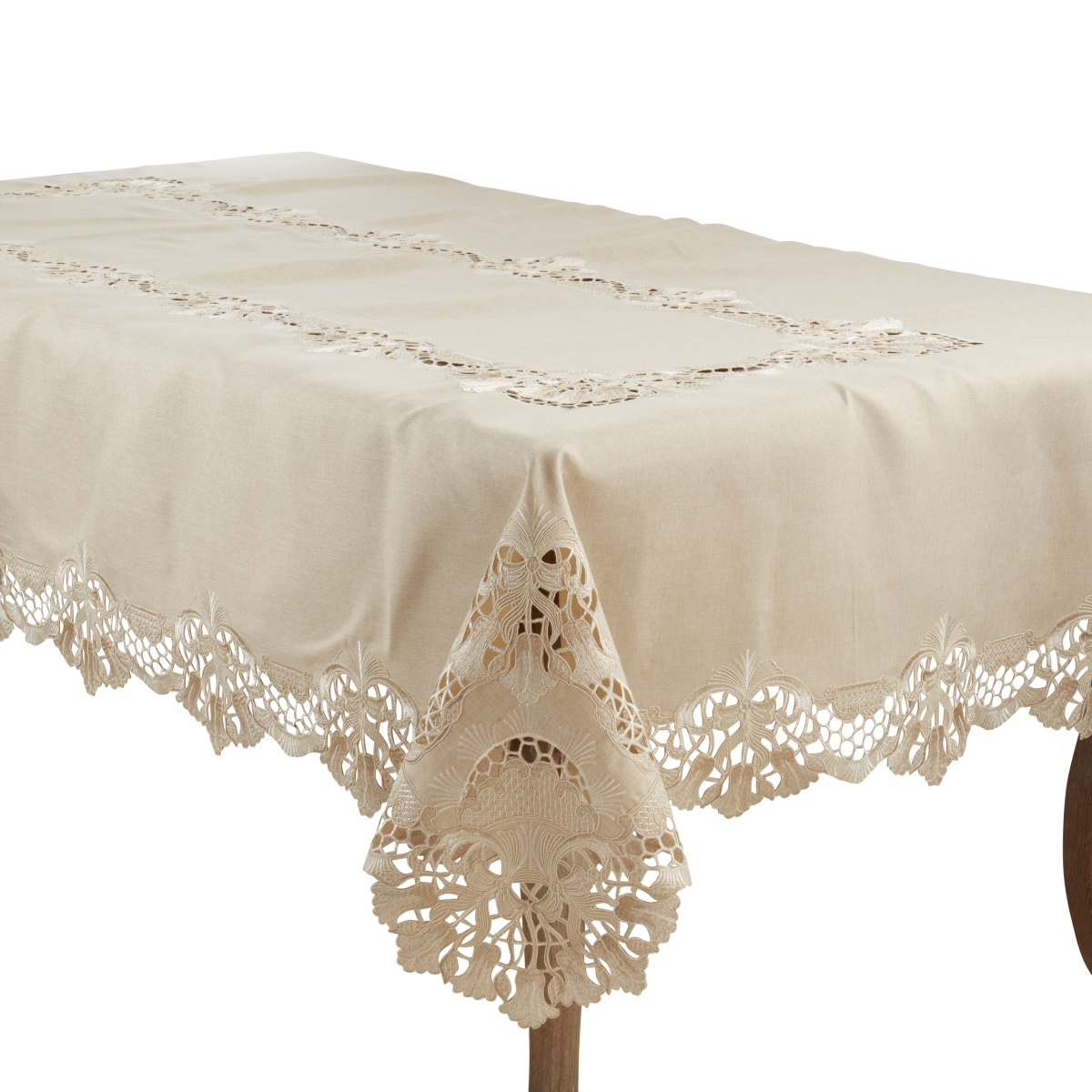 Picture of Saro Lifestyle 2186.E65120B 65 x 120 in. Delicate Embroidery Tablecloth, Ecru