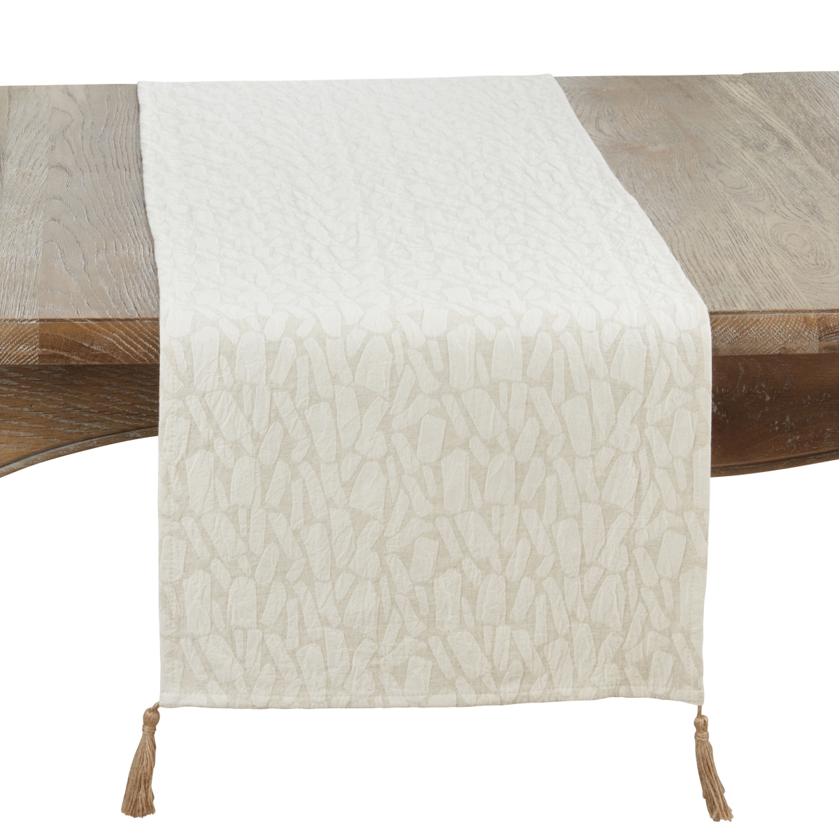 Picture of Saro Lifestyle 2897.N1672B Mixed Linen Jacquard Table Runner - Natural - 16 x 72 in.