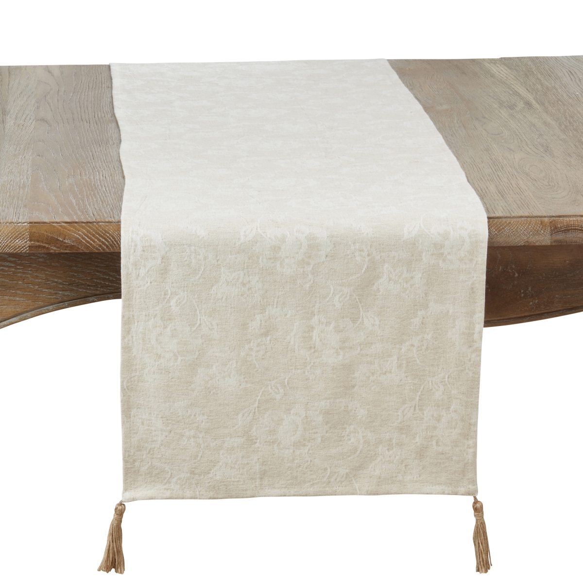 Picture of Saro Lifestyle 2896.N1672B Mixed Linen Jacquard Table Runner - Natural - 16 x 72 in.