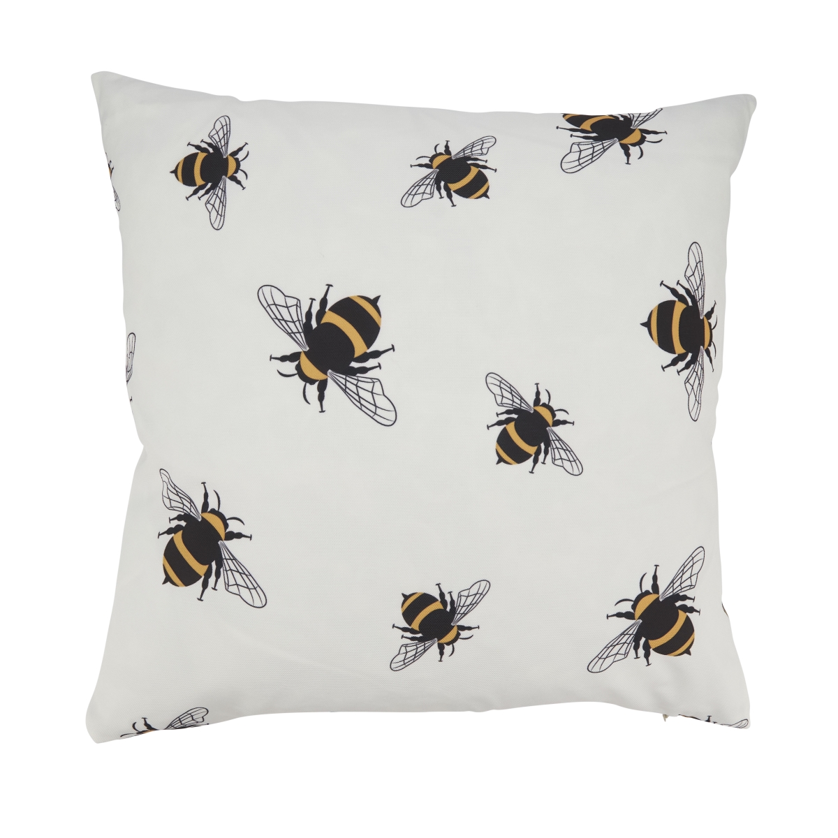 Charming Bumble Bee Outdoor Pillow with Poly Fill - Ivory