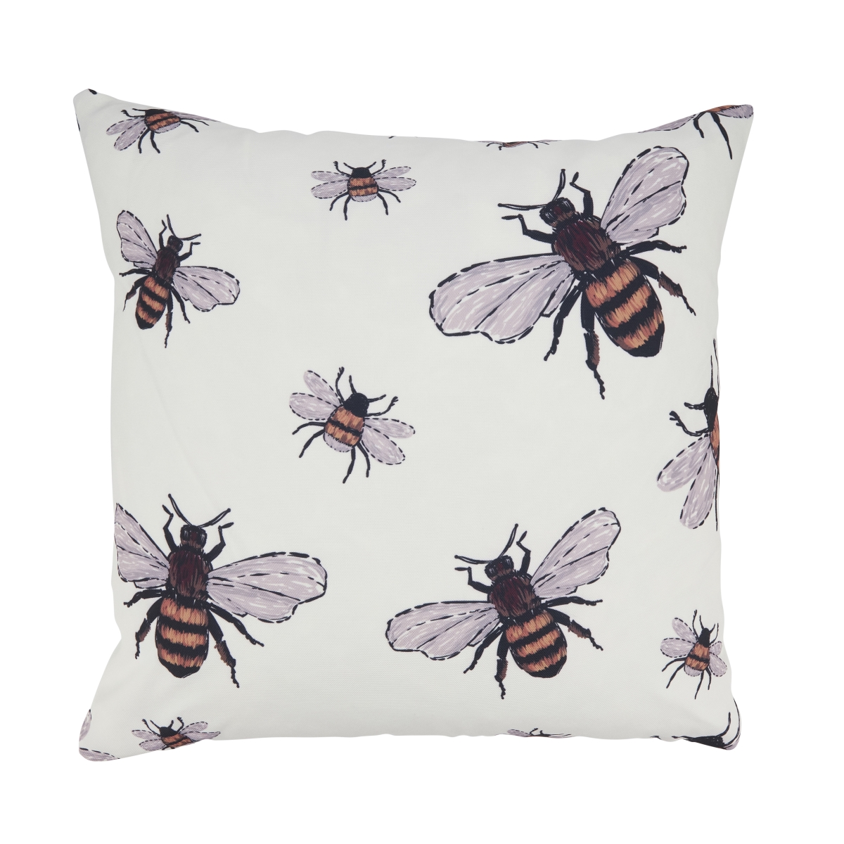 7892.I18SP Adorable Bumble Bee Outdoor Pillow with Poly Fill - Ivory