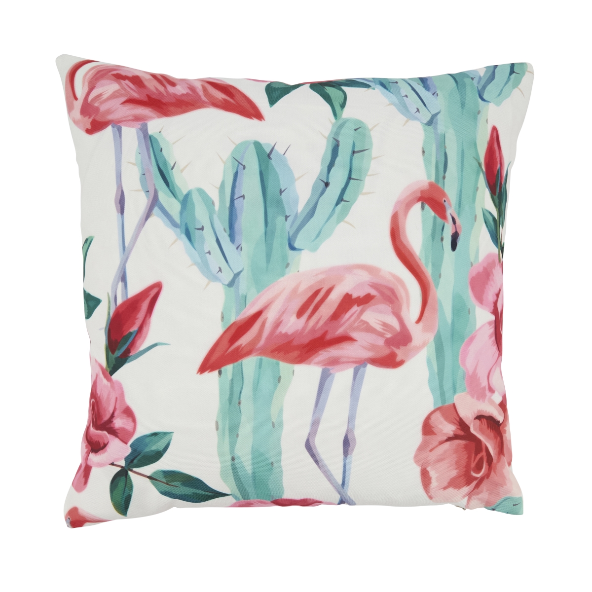 Picture of Saro Lifestyle 7894.M18SP Vibrant Flamingo & Cactus Outdoor Pillow with Poly Fill - Multi Color