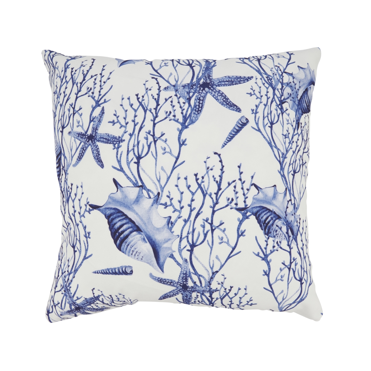 Picture of Saro Lifestyle 7896.BL18SP Coastal Sea Shell & Coral Outdoor Pillow with Poly Fill
