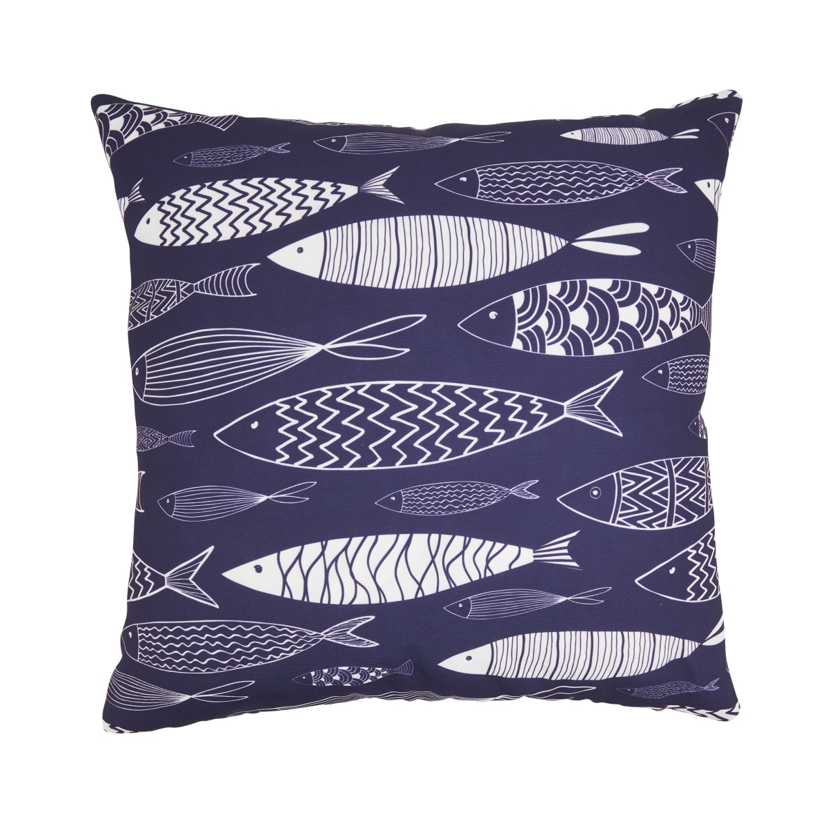 Picture of Saro Lifestyle 7897.NB18SP Whimsical School of Fish Outdoor Pillow with Poly Fill - Navy Blue