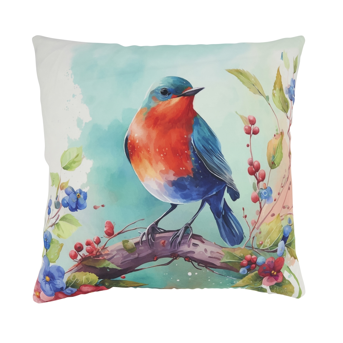 Picture of Saro Lifestyle 7992.M18SP Charming Perched Bird Outdoor Pillow with Poly Fill - Multi Color
