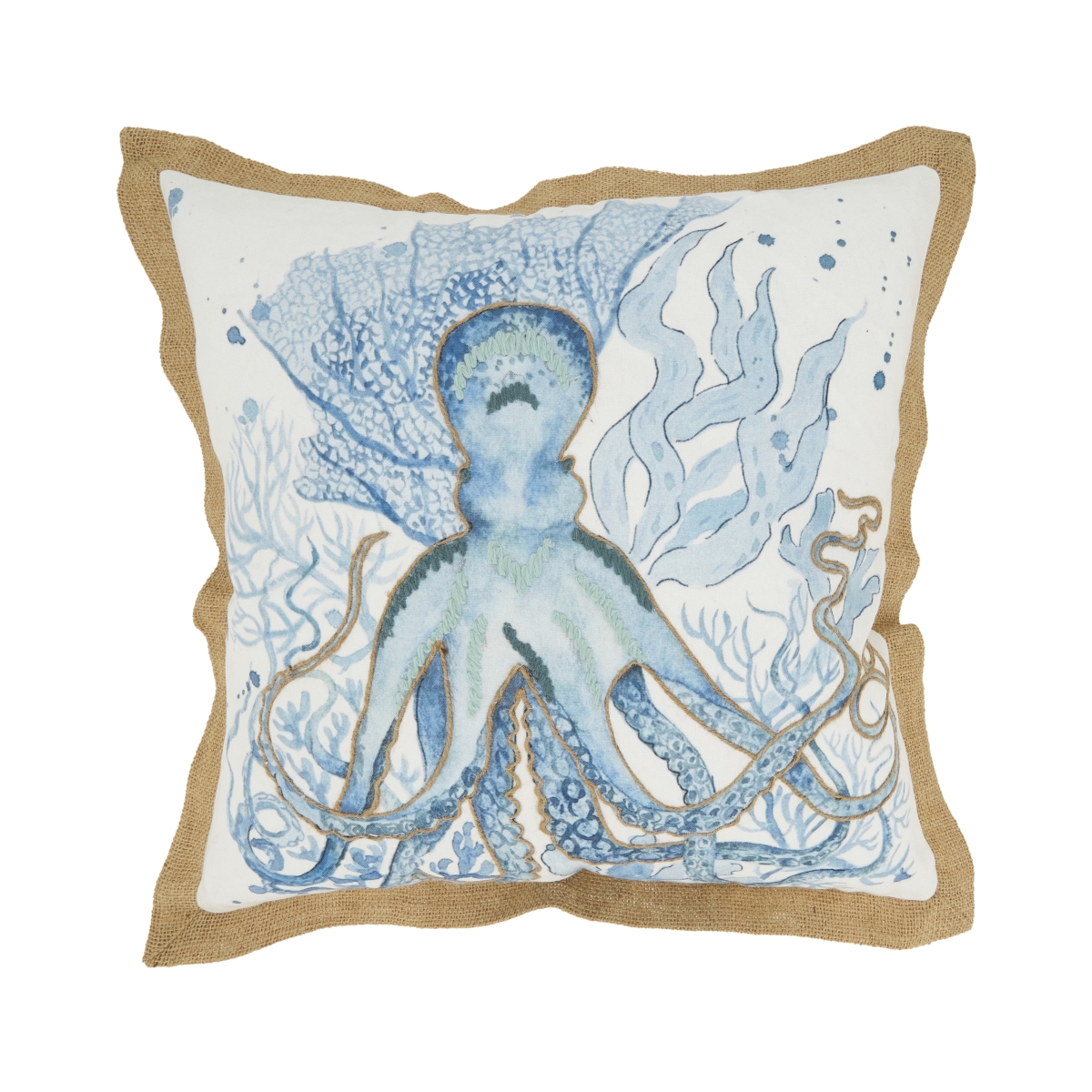 7422.NB18SP Whimsical Outdoor Octopus Poly Filled Pillow - Navy Blue