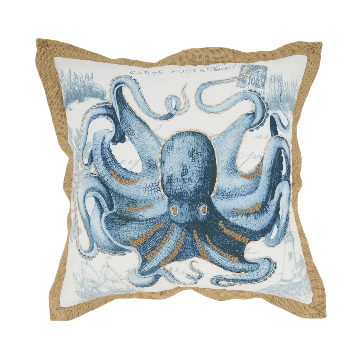 7423.NB18SP Vibrant Outdoor Octopus Poly Filled Pillow - Navy Blue