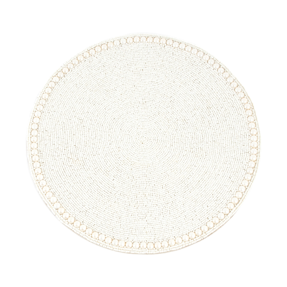 Picture of SARO 990.VN15R 15 in. Round Glass Beaded Placemat - Vanilla  Set of 4
