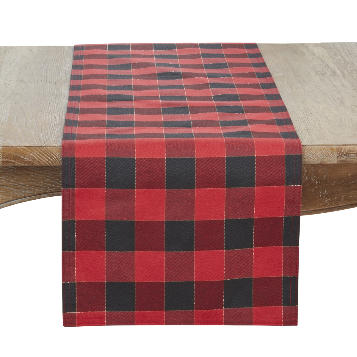 Picture of Saro Lifestyle 5027.R1672B Shimmer Stitch Plaid Table Runner - Red