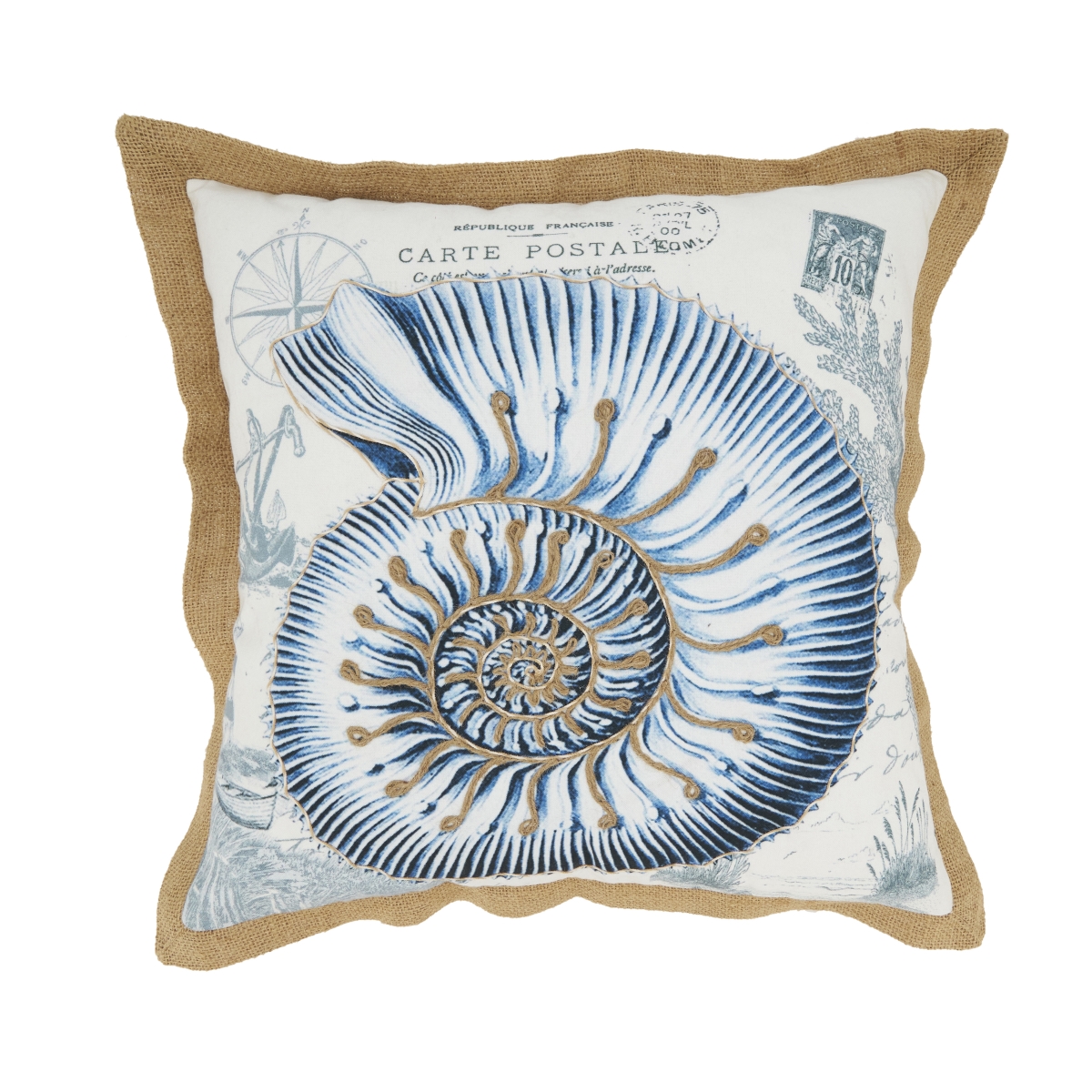 Picture of Saro Lifestyle 7427.NB18SC 18 in. Coastal Outdoor Shell Square Pillow Cover&#44; Navy Blue