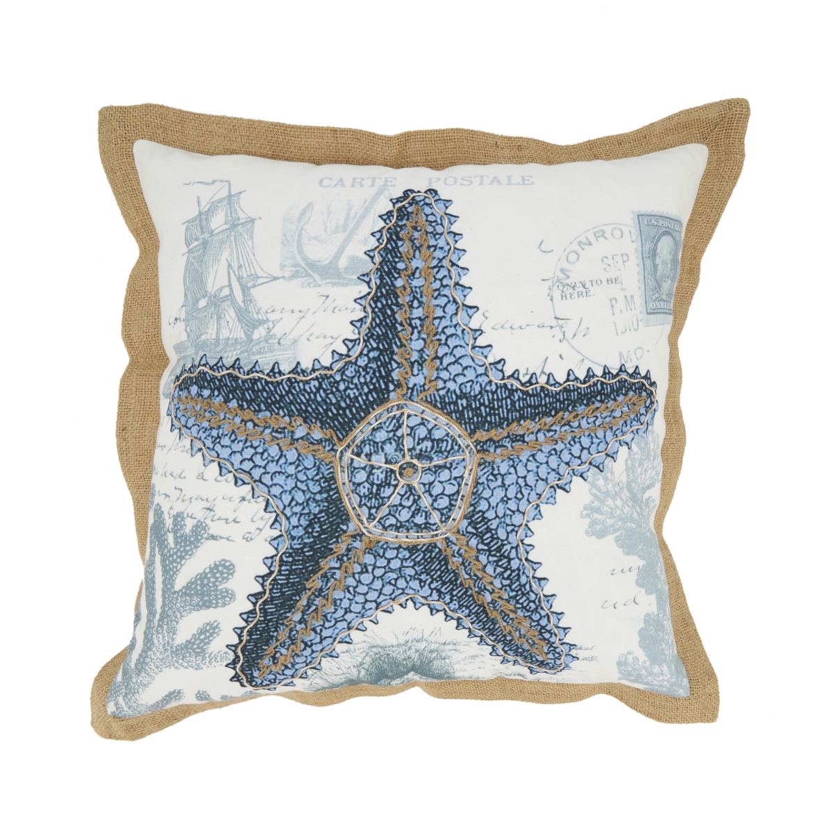 Picture of Saro Lifestyle 7428.NB18SC 18 in. Coastal Outdoor Starfish Square Pillow Cover&#44; Navy Blue