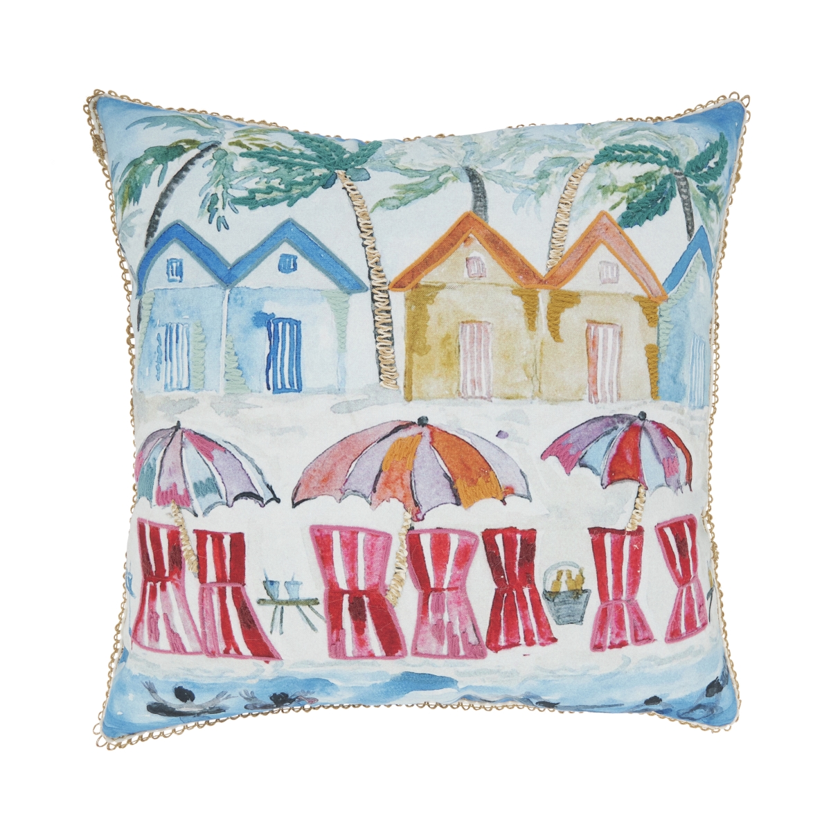 Picture of Saro Lifestyle 759.M20SC 20 in. Coastal Outdoor Beach Square Pillow Cover&#44; Multi Color