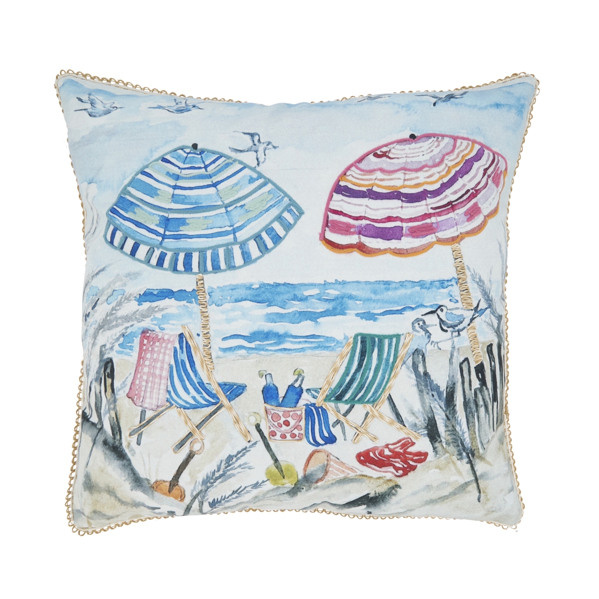 Picture of Saro Lifestyle 756.M20SC 20 in. Colorful Outdoor Beach Umbrellas Square Pillow Cover&#44; Multi Color