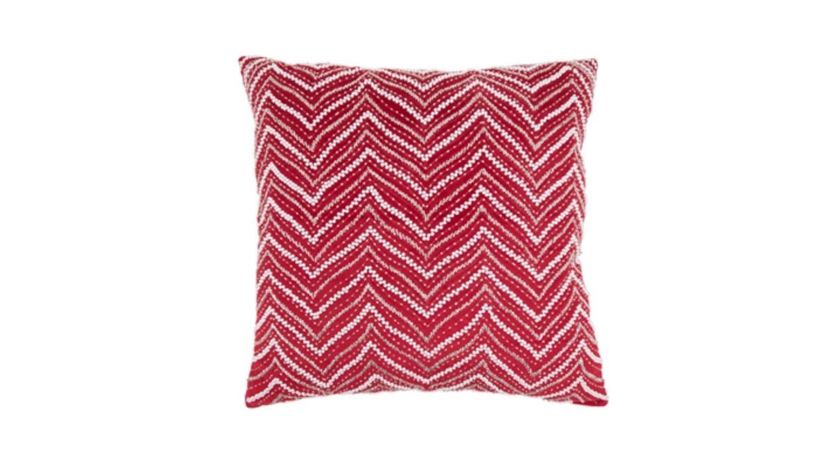 3533.R20SP 20 x 20 in. Velvet Beaded Chevron Poly Filled Square Throw Pillow, Red