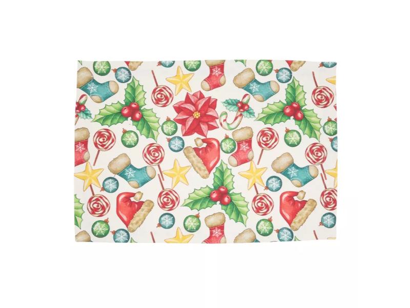 Picture of Saro Lifestyle 408.M1420B 14 x 20 in. Square Christmas Placemat, Multi Color - Set of 4