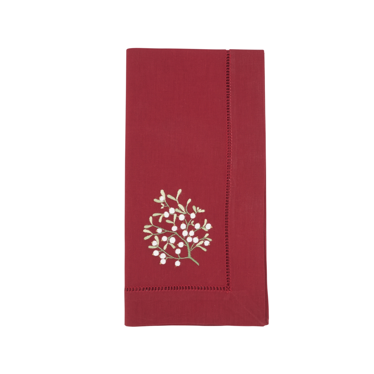 Picture of Saro Lifestyle NM206.R20S 20 in. Square Embr-D Mistletoe Hemstitch Napkin, Red - Set of 6