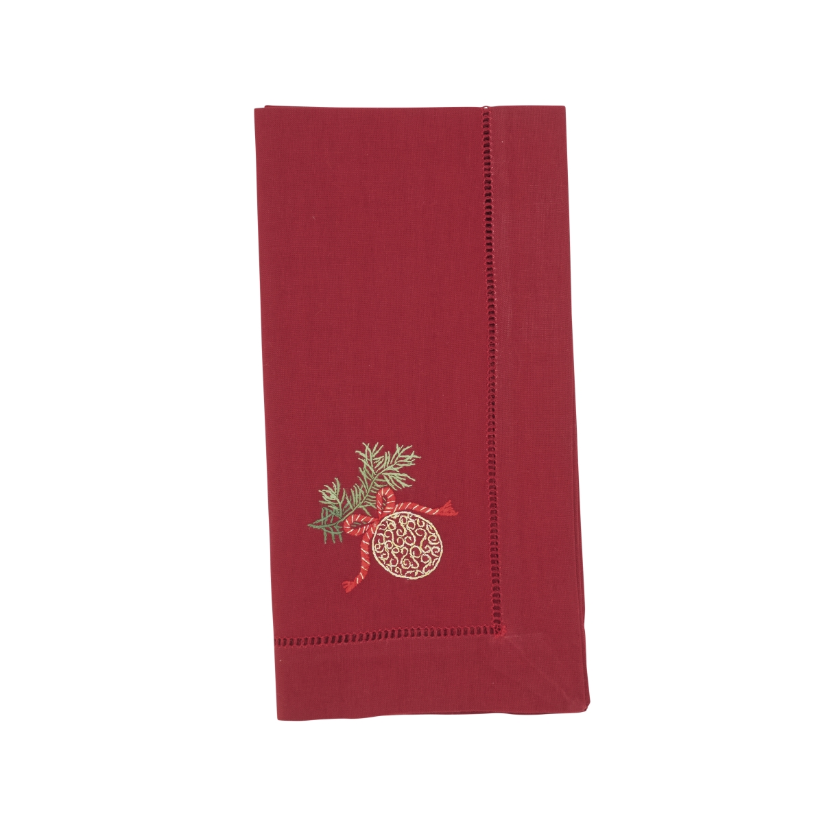 Picture of Saro Lifestyle NM207.R20S 20 in. Square Embr-D Ornament Hemstitch Napkin, Red - Set of 6