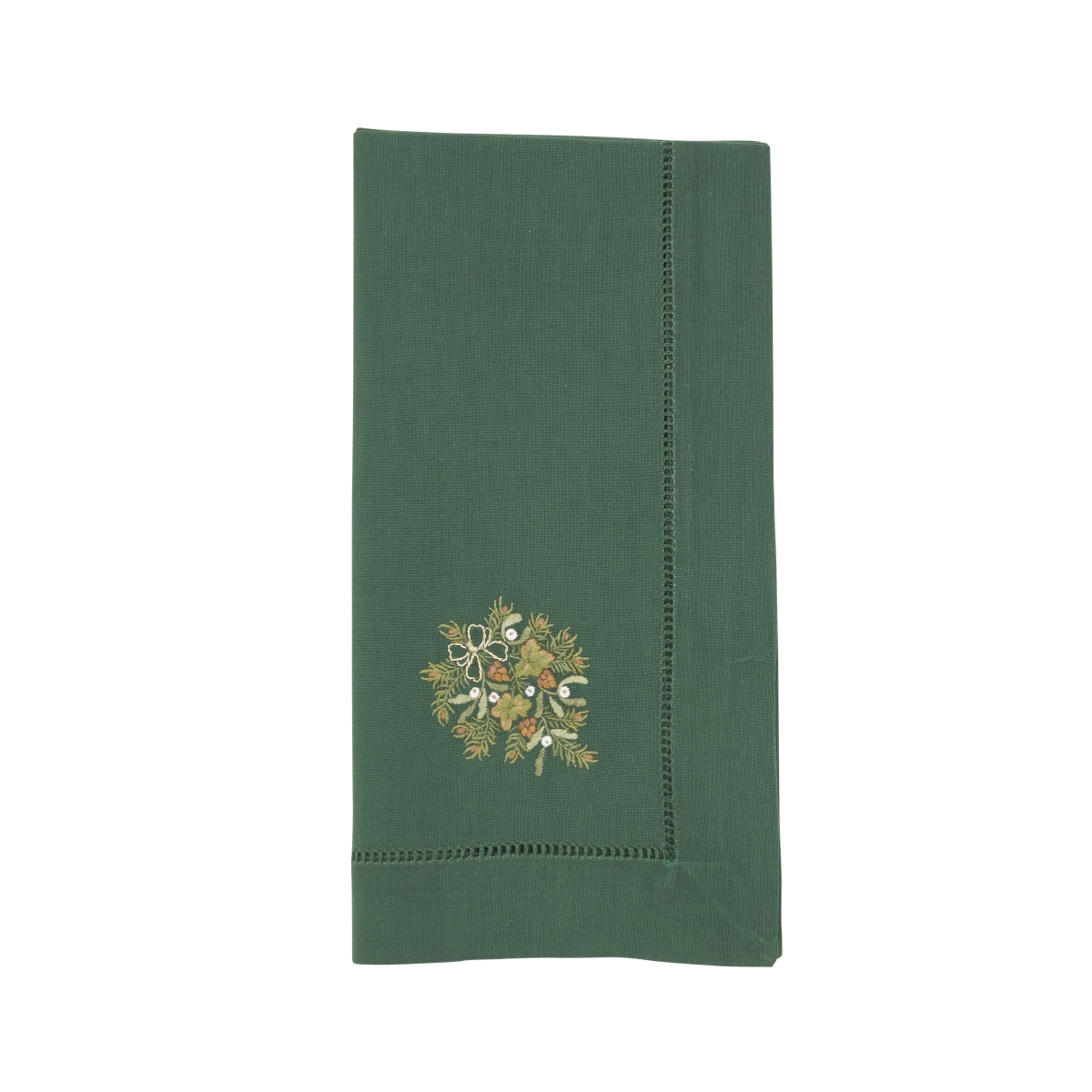 Picture of Saro Lifestyle NM212.JG20S 20 in. Square Embr-D Pine Branch Hemstitch Napkin, Jasper Green - Set of 6