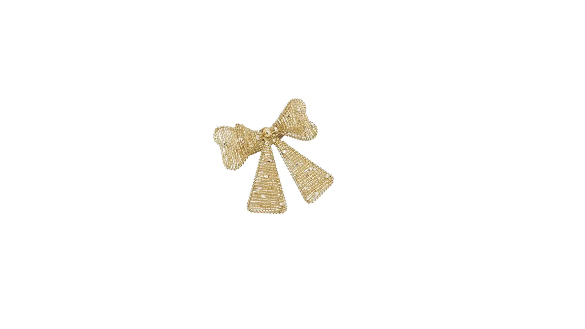 NR356.GL Beaded Bow Napkin Ring, Gold - Set of 4