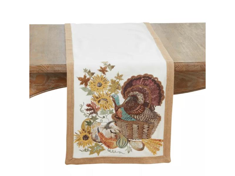 Picture of Saro Lifestyle 569.M1672B 16 x 72 in. Embroidered Turkey Table Runner, Multi Color