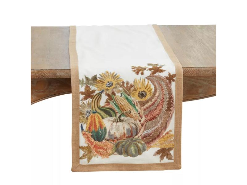 Picture of Saro Lifestyle 7442.M1672B 16 x 72 in. Embroidered Cornucopia Table Runner, Multi Color