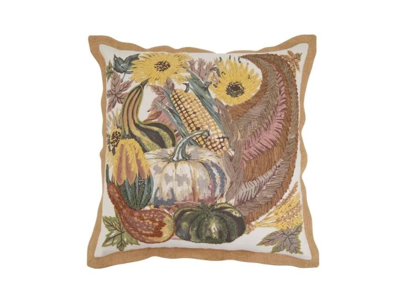 7442.M20SC 20 x 20 in. Embroidered Cornucopia Throw Pillow Cover, Multi Color