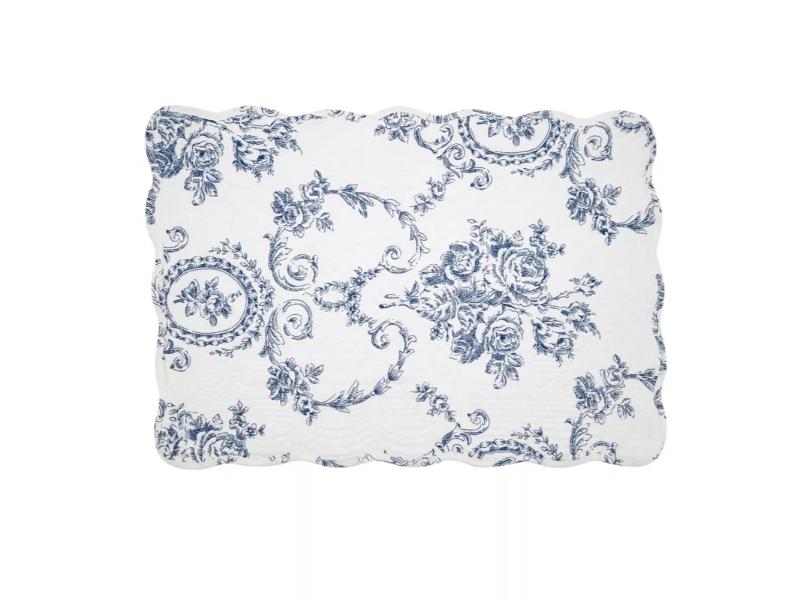 Picture of Saro Lifestyle Q1162.IN1420B 14 x 20 in. Quilted Toile Floral Placemat, Indigo - Set of 4