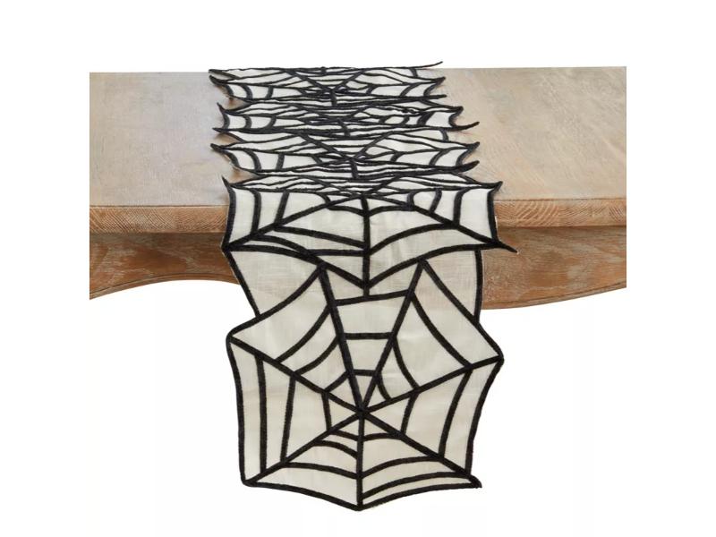 Picture of Saro Lifestyle 204.BK1472B 14 x 72 in. Spider Web Net Table Runner, Black