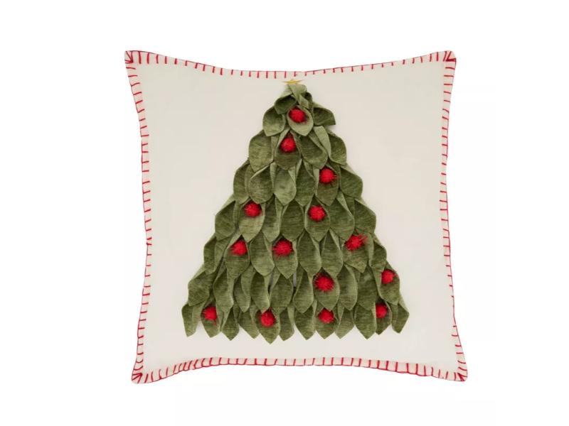 Christmas Tree Pillow Cover - Multi Color - 20 x 20 in. - Zipper Closure