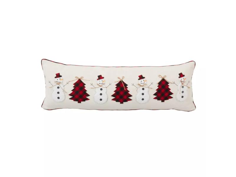 421.M1340BP 13 x 40 in. Snowman & Christmas Tree Poly Filled Throw Pillow, Multi Color