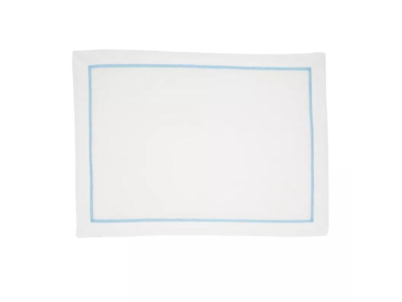 Picture of Saro Lifestyle 810.A1420B 20 x 14 in. Embroidered Line Design Rectangle Placemat, Aqua - Set of 4