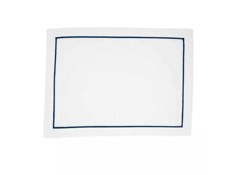 Picture of Saro Lifestyle 810.NB1420B 20 x 14 in. Embroidered Line Design Rectangle Placemat, Navy Blue - Set of 4