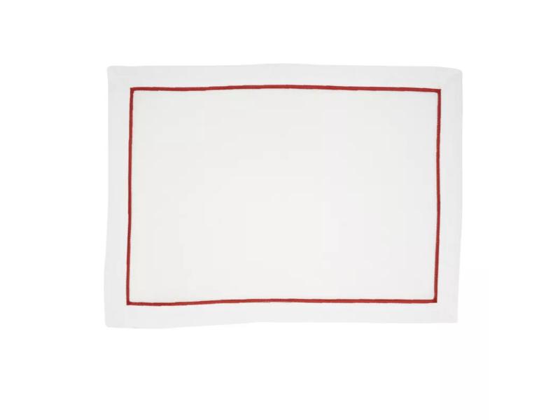 Picture of Saro Lifestyle 810.RU1420B 20 x 14 in. Embroidered Line Design Rectangle Placemat, Rust - Set of 4