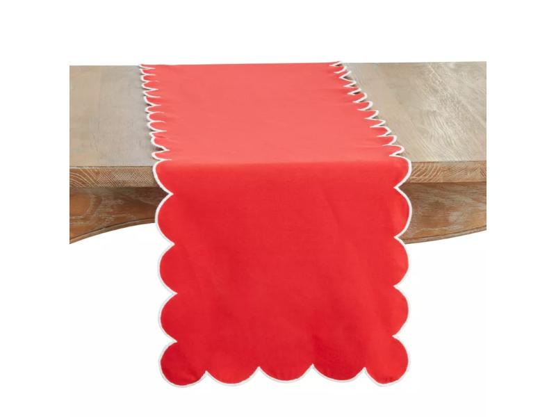 Picture of Saro Lifestyle 8123.R1672B 72 x 16 in. Scalloped Rectangle Table Runner, Red