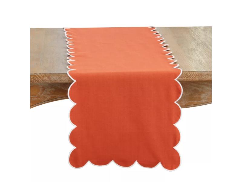 Picture of Saro Lifestyle 8123.RU1672B 72 x 16 in. Scalloped Rectangle Table Runner, Rust