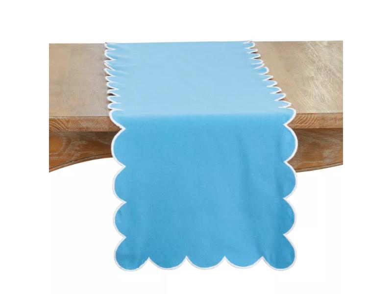 Picture of Saro Lifestyle 8123.PK1672B 72 x 16 in. Scalloped Rectangle Table Runner, Periwinkle Blue