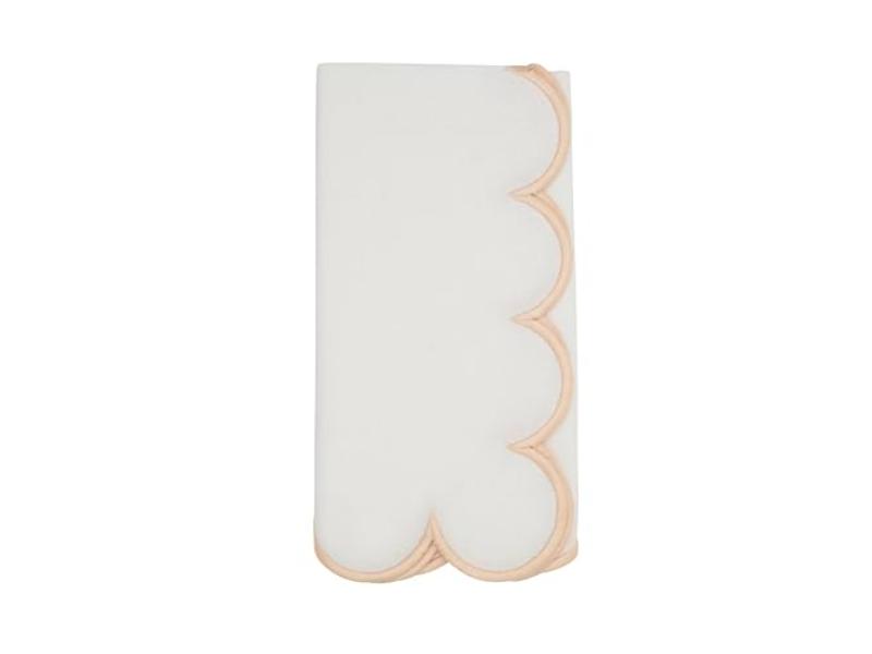 Picture of Saro Lifestyle 8123.WBH20S 20 x 20 in. Scalloped Hem Napkin, White & Blush - Set of 4