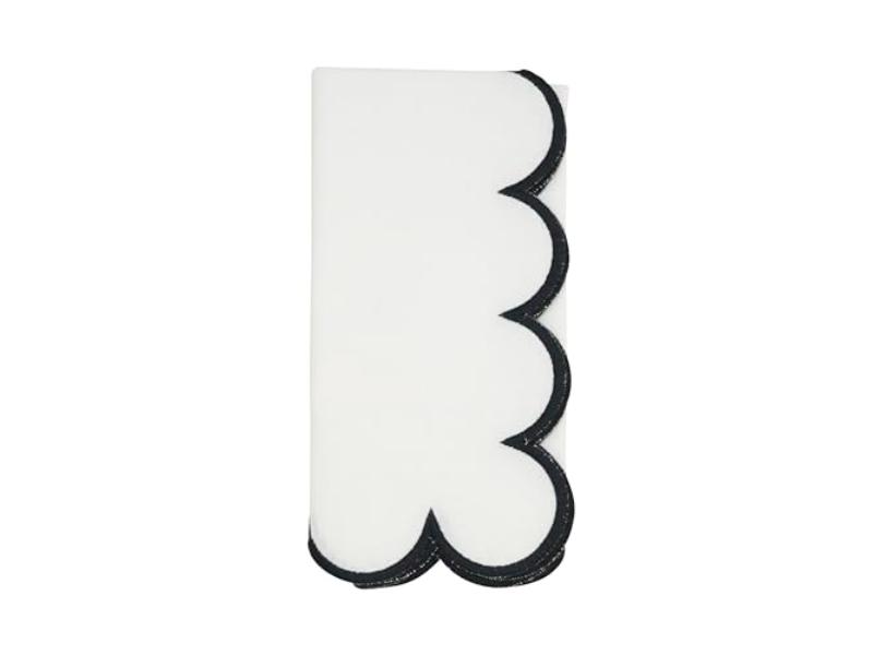 Picture of Saro Lifestyle 8123.WBK20S 20 x 20 in. Scalloped Hem Napkin, White & Black - Set of 4