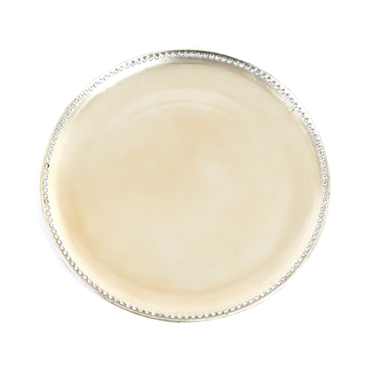 Picture of SARO CH166.PT13R 13 in. Round Studded Design Charger Plate - Platinum  Set of 4